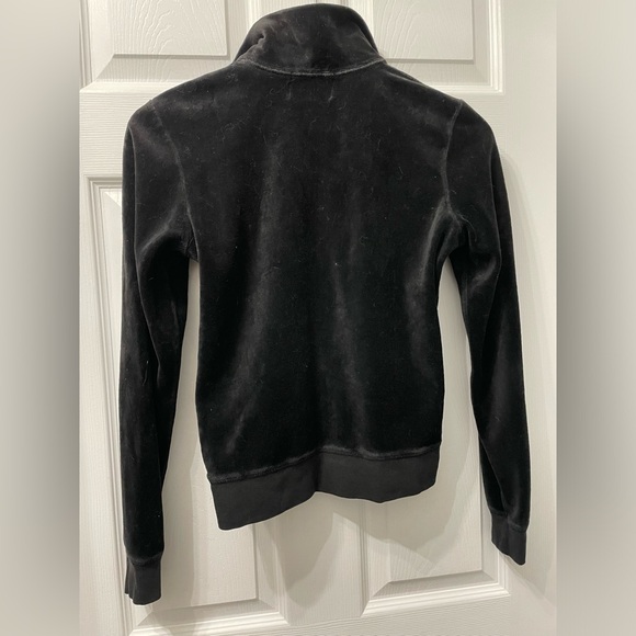 Y2K Juicy Couture Sweater Tracksuit Jacket Black Velour Full Zip Pockets Medium - Picture 6 of 10